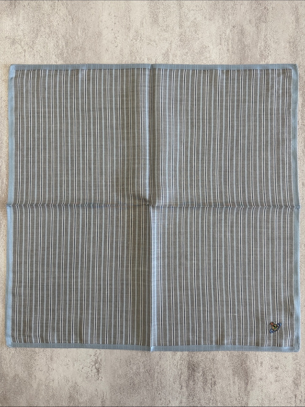Vivienne Westwood Striped Pocket Square - Gray & Light Blue cotton